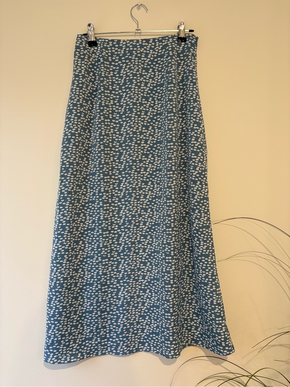 SHEIN Blue and White Dot Midi Skirt